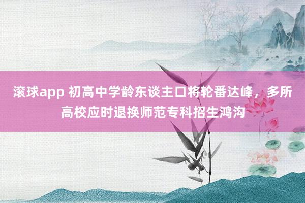 滚球app 初高中学龄东谈主口将轮番达峰，多所高校应时退换师范专科招生鸿沟