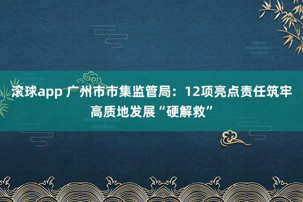 滚球app 广州市市集监管局：12项亮点责任筑牢高质地发展“硬解救”