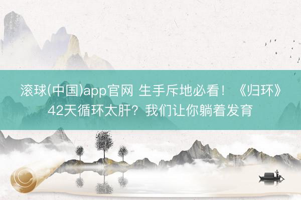 滚球(中国)app官网 生手斥地必看！《归环》42天循环太肝？我们让你躺着发育