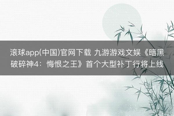 滚球app(中国)官网下载 九游游戏文娱《暗黑破碎神4：悔恨之王》首个大型补丁行将上线