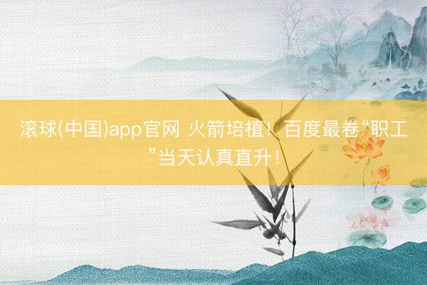滚球(中国)app官网 火箭培植！百度最卷“职工”当天认真直升！