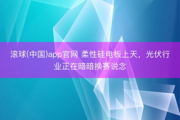 滚球(中国)app官网 柔性硅电板上天，光伏行业正在暗暗换赛说念