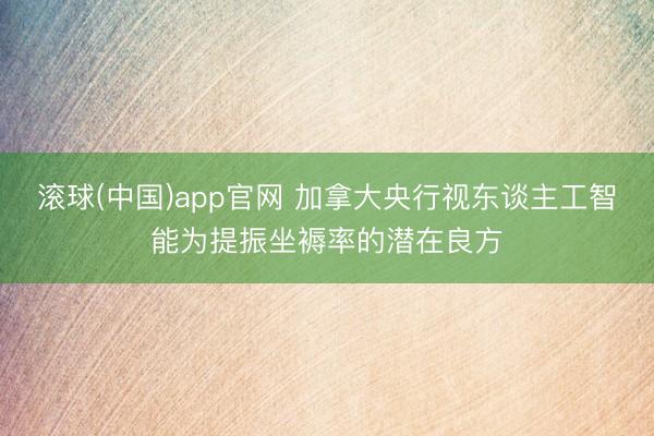 滚球(中国)app官网 加拿大央行视东谈主工智能为提振坐褥率的潜在良方