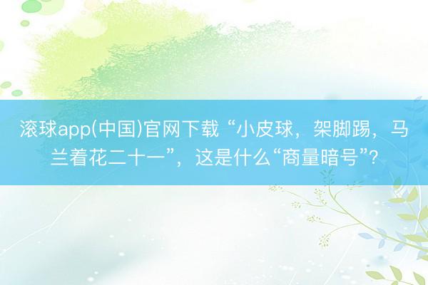 滚球app(中国)官网下载 “小皮球，架脚踢，马兰着花二十一”，这是什么“商量暗号”？