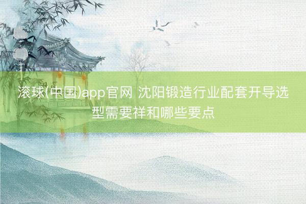 滚球(中国)app官网 沈阳锻造行业配套开导选型需要祥和哪些要点