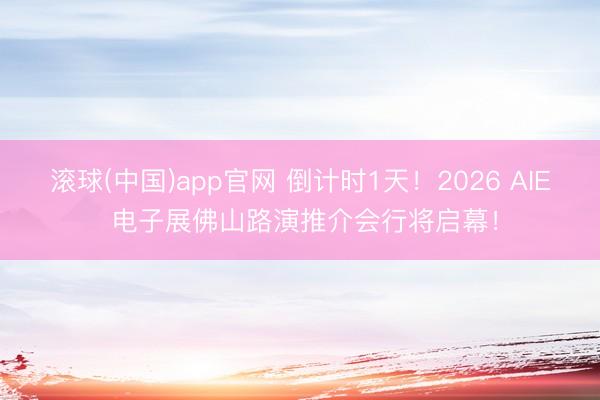 滚球(中国)app官网 倒计时1天！2026 AIE 电子展佛山路演推介会行将启幕！