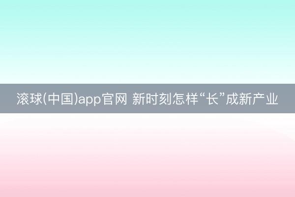 滚球(中国)app官网 新时刻怎样“长”成新产业