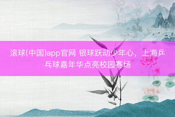 滚球(中国)app官网 银球跃动少年心，上海乒乓球嘉年华点亮校园赛场