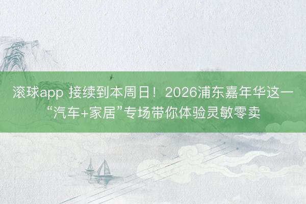 滚球app 接续到本周日！2026浦东嘉年华这一“汽车+家居”专场带你体验灵敏零卖
