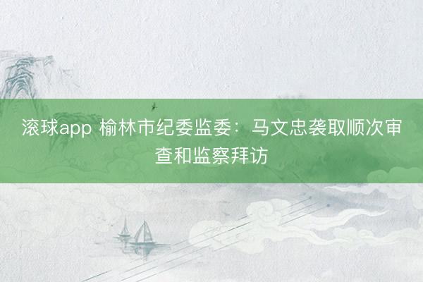 滚球app 榆林市纪委监委：马文忠袭取顺次审查和监察拜访