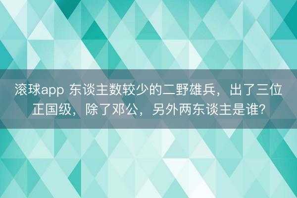 滚球app 东谈主数较少的二野雄兵，出了三位正国级，除了邓公，另外两东谈主是谁？