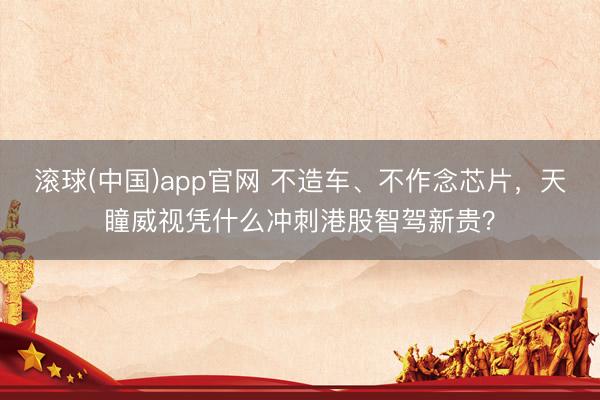 滚球(中国)app官网 不造车、不作念芯片，天瞳威视凭什么冲刺港股智驾新贵？