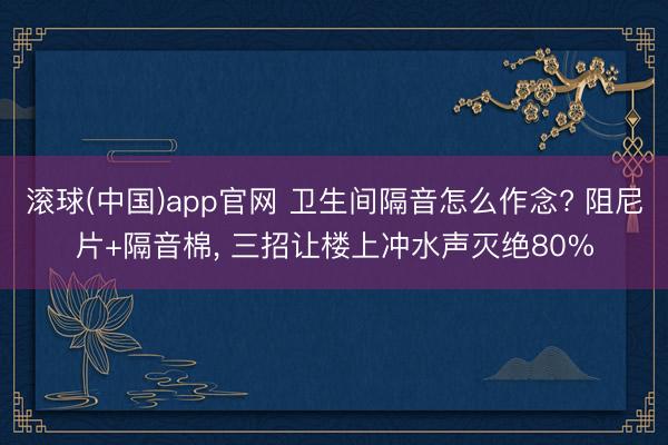 滚球(中国)app官网 卫生间隔音怎么作念? 阻尼片+隔音棉， 三招让楼上冲水声灭绝80%
