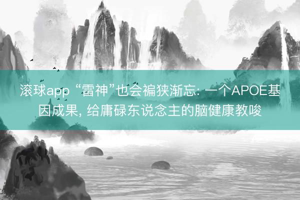 滚球app “雷神”也会褊狭渐忘: 一个APOE基因成果, 给庸碌东说念主的脑健康教唆