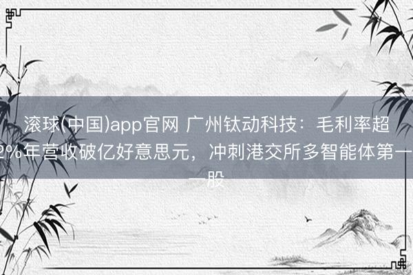 滚球(中国)app官网 广州钛动科技：毛利率超82%年营收破亿好意思元，冲刺港交所多智能体第一股