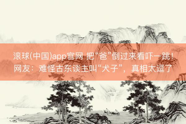 滚球(中国)app官网 把“爸”倒过来看吓一跳！网友：难怪古东谈主叫“犬子”，真相太逗了