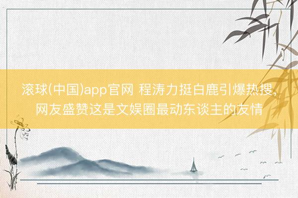 滚球(中国)app官网 程涛力挺白鹿引爆热搜，网友盛赞这是文娱圈最动东谈主的友情