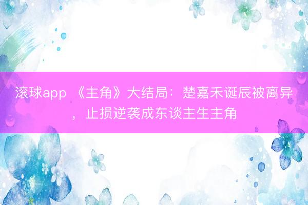 滚球app 《主角》大结局：楚嘉禾诞辰被离异，止损逆袭成东谈主生主角