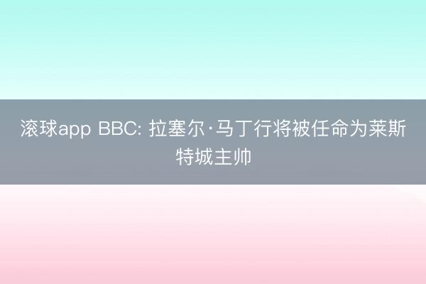 滚球app BBC: 拉塞尔·马丁行将被任命为莱斯特城主帅