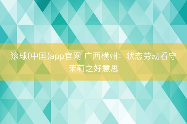滚球(中国)app官网 广西横州：状态劳动看守茉莉之好意思